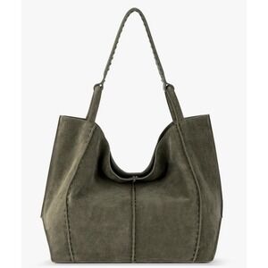 The Sak Los Feliz Le Sac Suede Leather Tote Bag Purse In Moss Suede